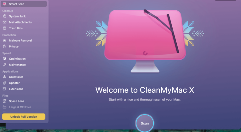 Screenshot of the scan page on CleanMyMac