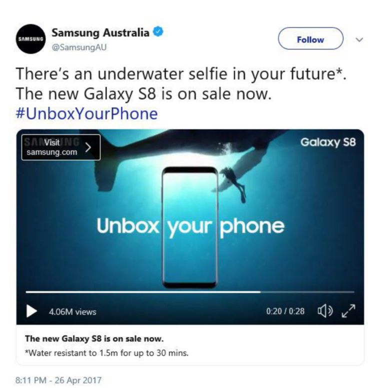 Samsung water resistance ad