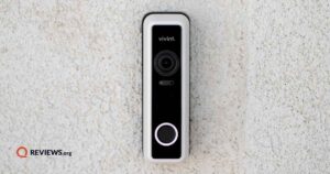 vivint doorbell installed outside next to a door