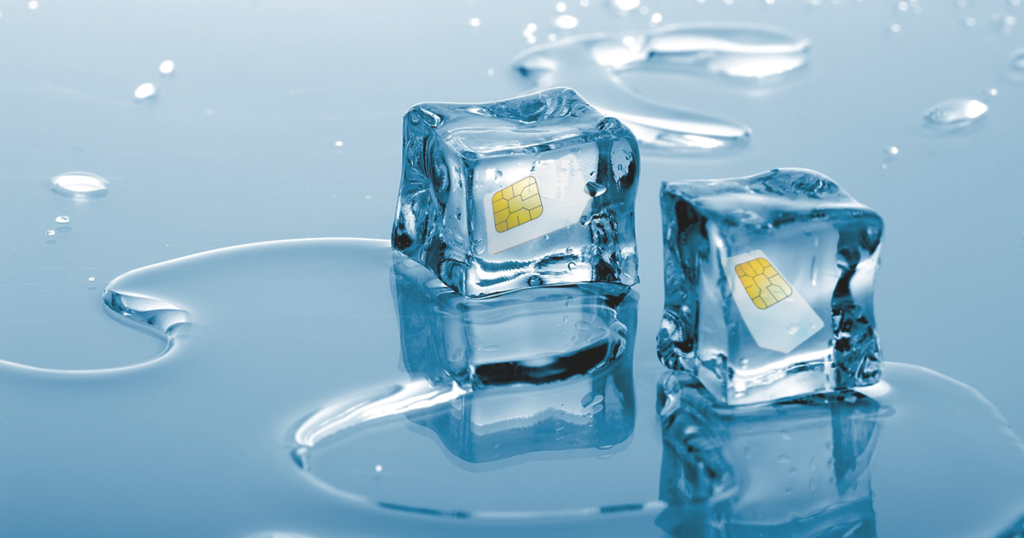 sim cards frozen in ice