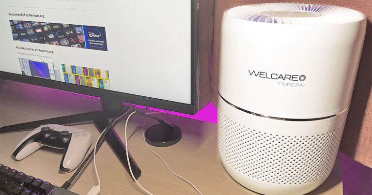 Welcare PureAir Desktop Air Purifier on a desk - Review
