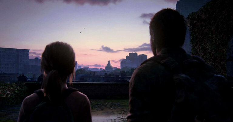 The Last of Us Part 1 review | Fidelity mode screenshot with Joel and Ellie