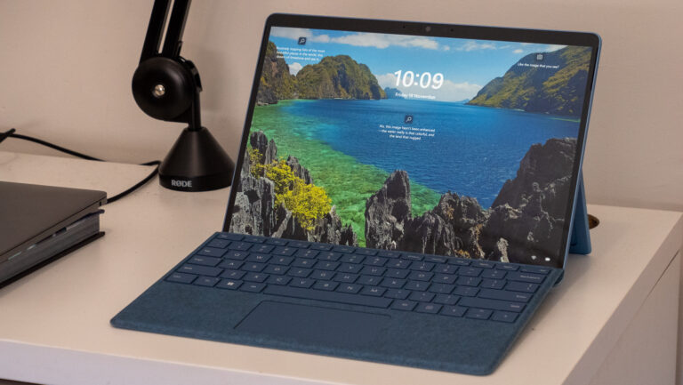 Surface Pro 9 open facing left