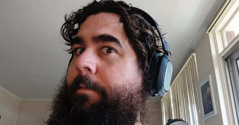 Giant Man wearing the ASTRO A30 HEADSET on his HEAD