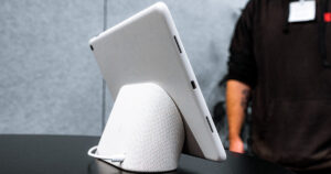 Google Pixel Tablet on speaker stand