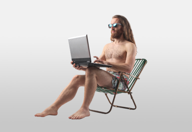 Graphic of a man using a laptop