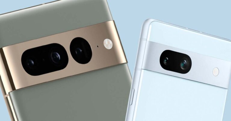 Pixel 7a next to the Pixel 7 Pro
