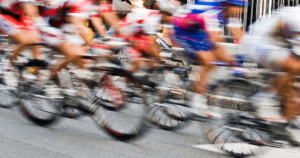 blurry image of bicyclists at the tour de france