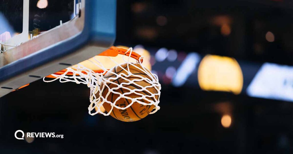 basketball going into hoop at a game