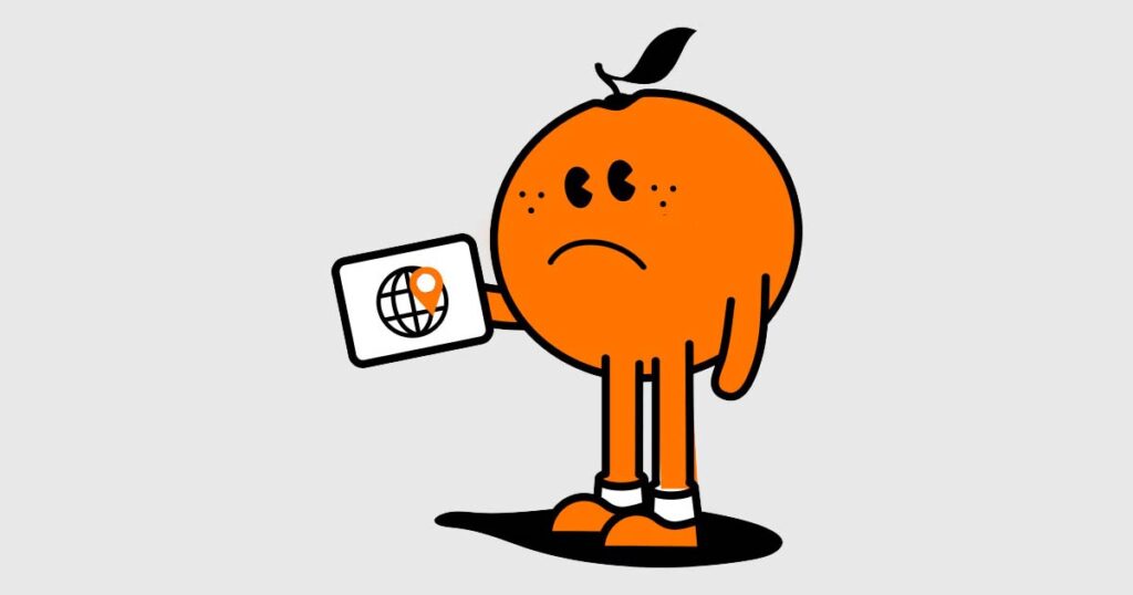 Cartoon mascot for Tangerine Telecom doing its thang.