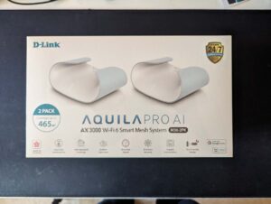 D-Link M30 Aquila Pro AI mesh system - in a box
