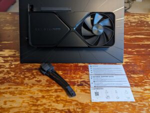 Nvidia GeForce RTX 4080 Super with cable wire and support guide