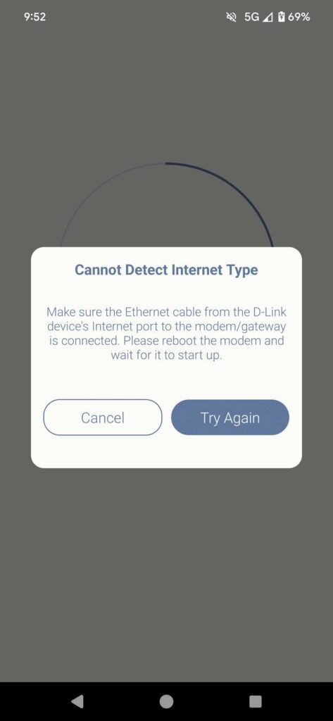 cannot detect internet type