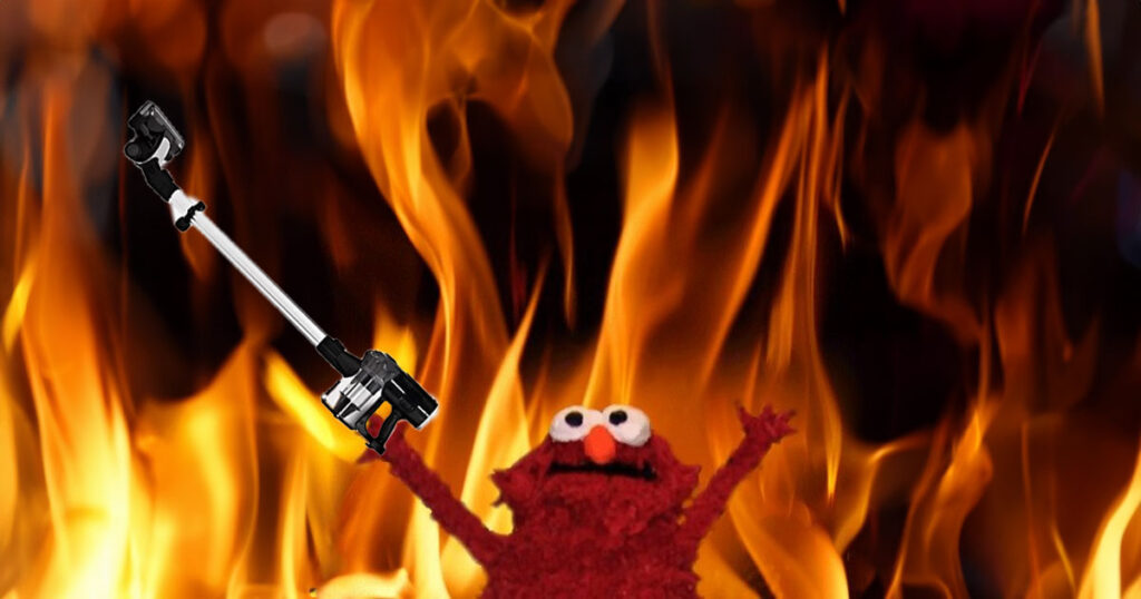 elmo on fire background meme holding the BIG W — Contempo Handstick Vacuum
