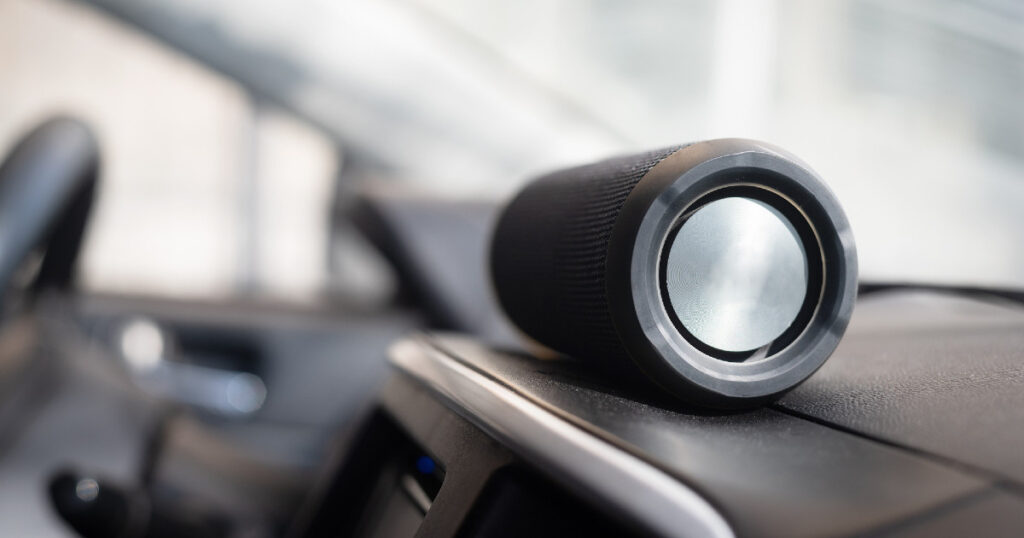 Portable speaker in car