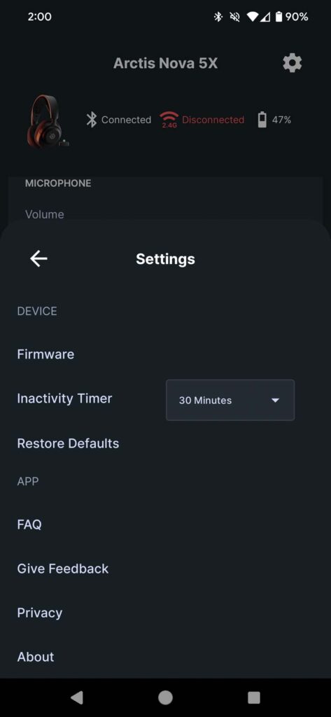 SteelSeries Arctis Nova 5X gaming headset - settings