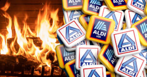Aldi tokens on heater backdrop
