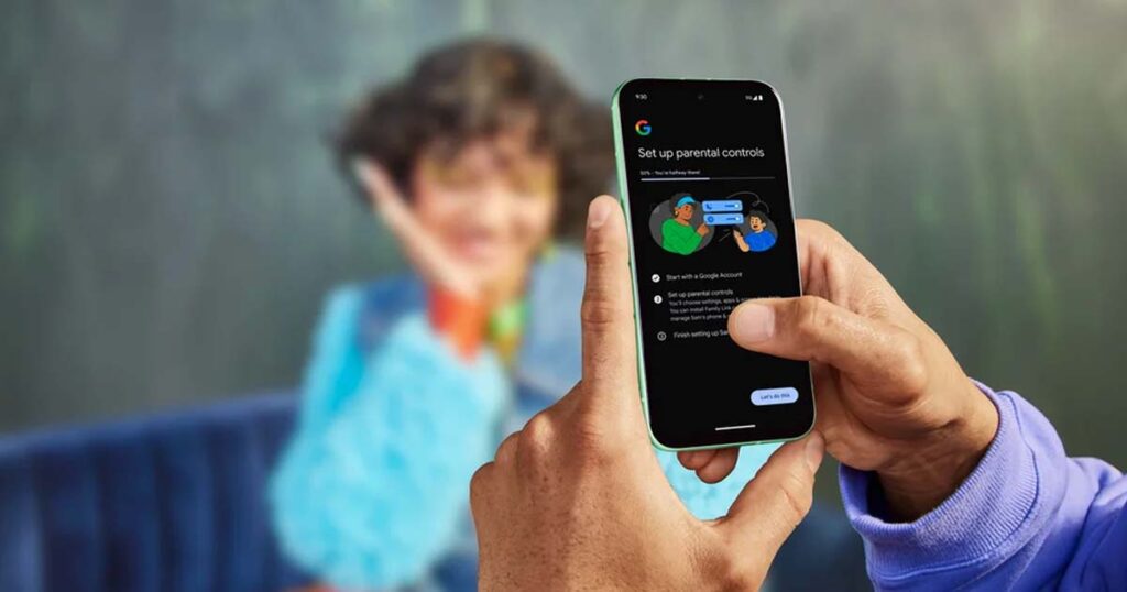 Closeup of someone using a Google Pixel 8a