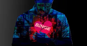 Hbo shows holding a broken heart with 'Binge' inside it