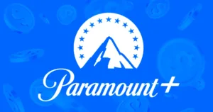 Paramount Plus logo with coins raining around it