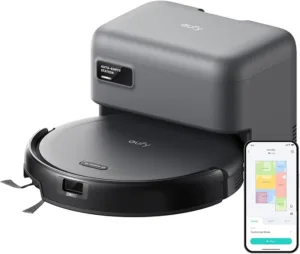 eufy Robot Vacuum C10 with Self Emptying, 8 Weeks Hands Free, Advanced Smart Mapping with LiDAR Navigation, 2.85-Inch Slim Design, Powerful Suction, Edge Expansion Brush for Pet Hair