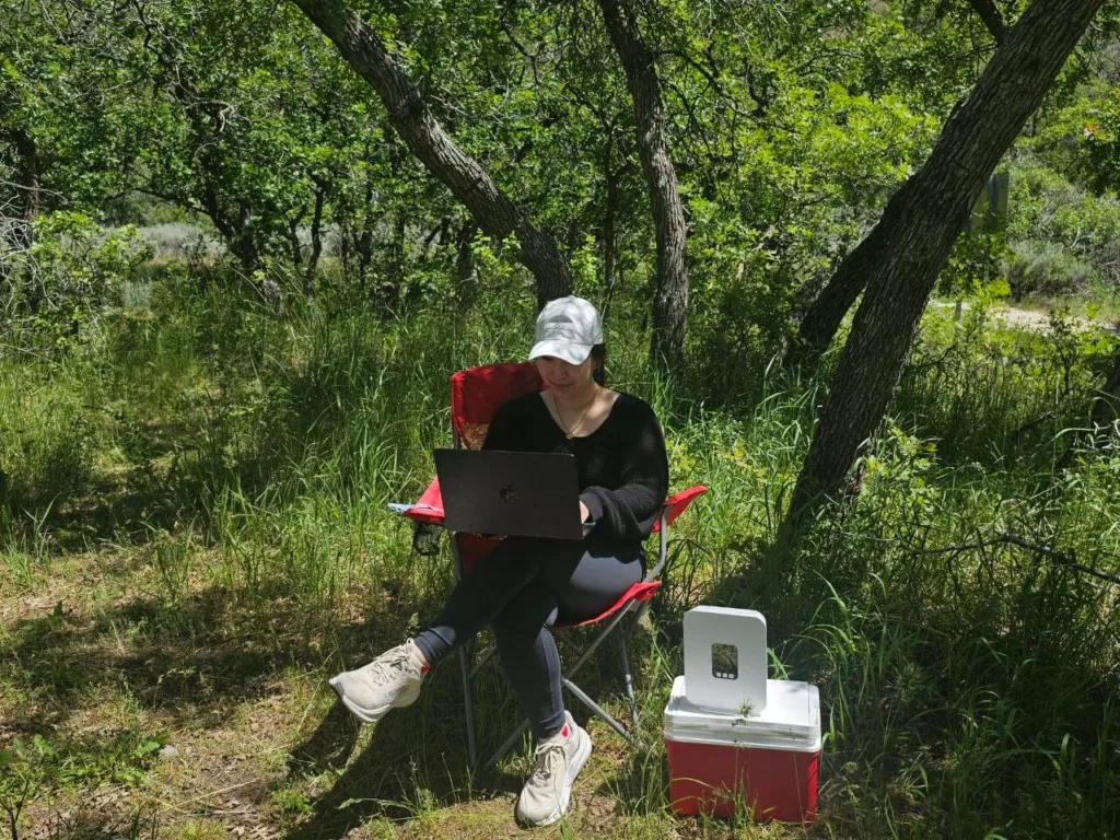 Woman testing T-Mobile AWAY.