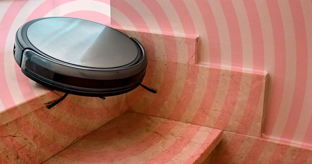 robot vacuum teeteringon the edge of stairs