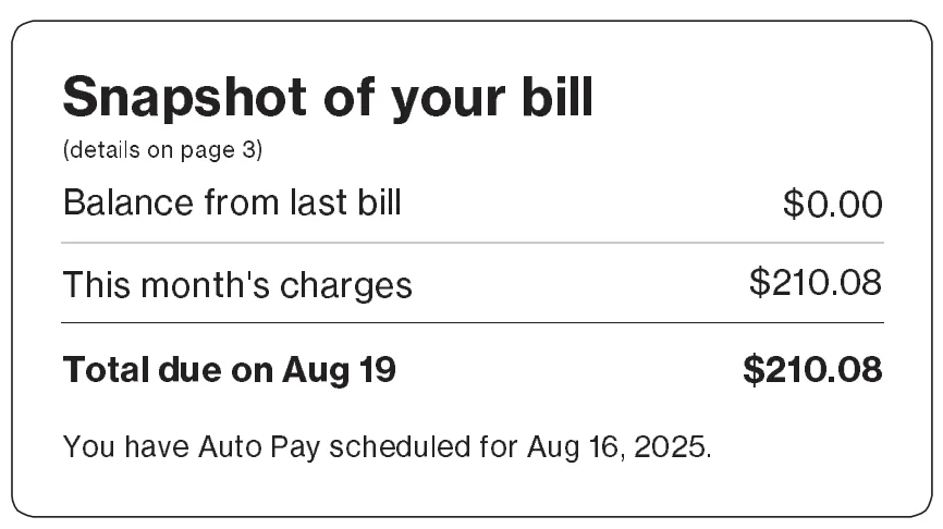 Image of a Verizon monthly bill