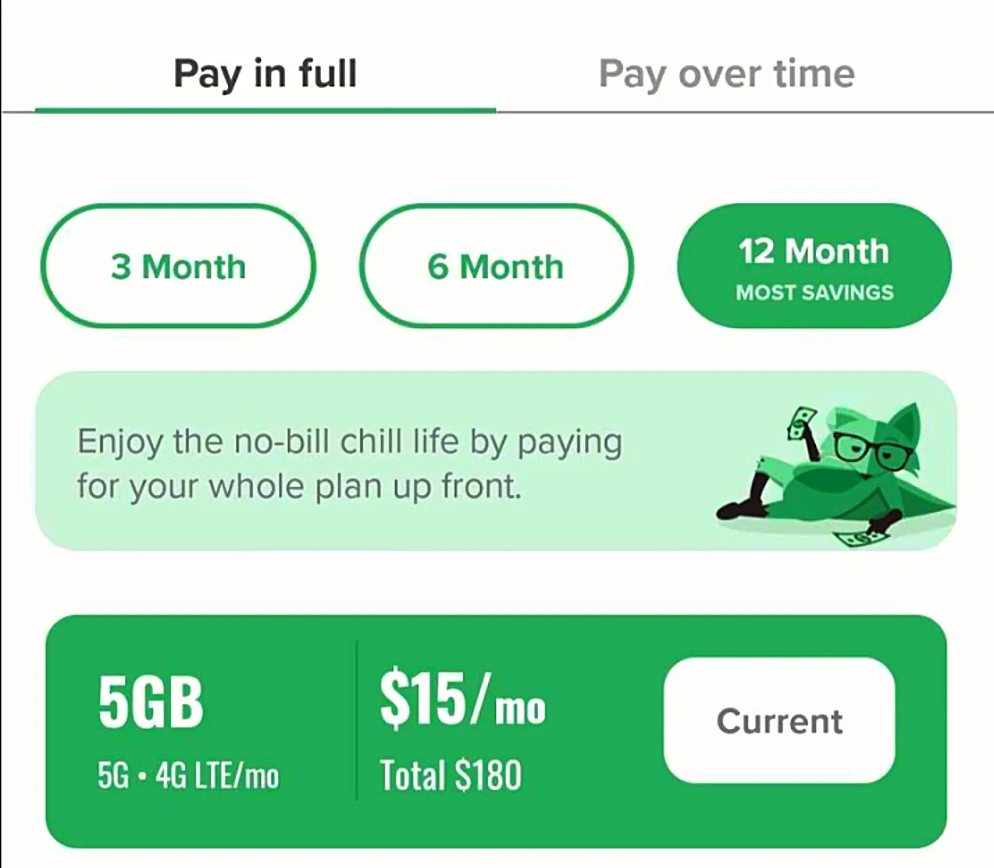Image of a Mint Mobile yearly bill