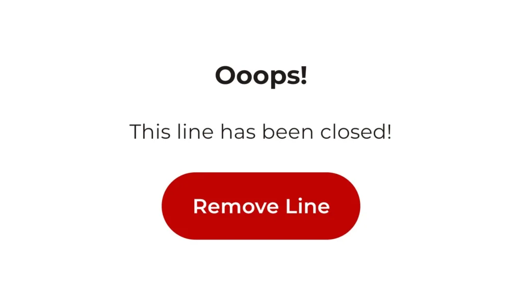 Screenshot of Red Pocket line closure notification