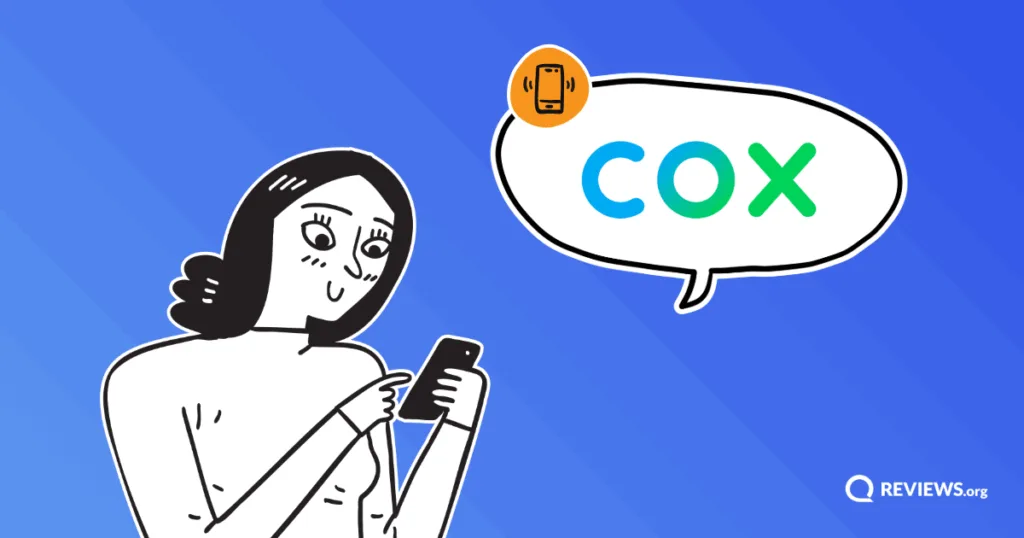 Cartoon image of girl looking at a phone.