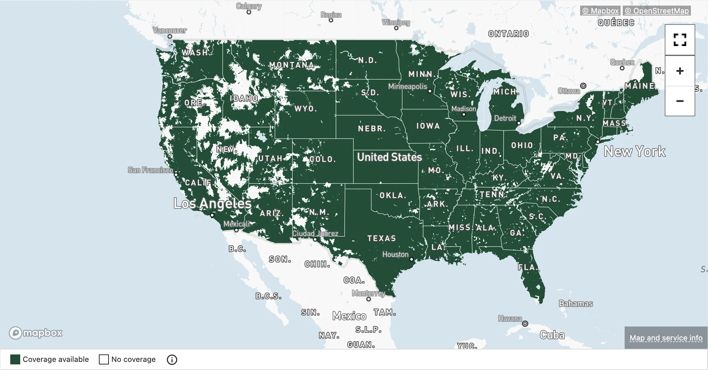 Image of Mint Mobile coverage across the United States