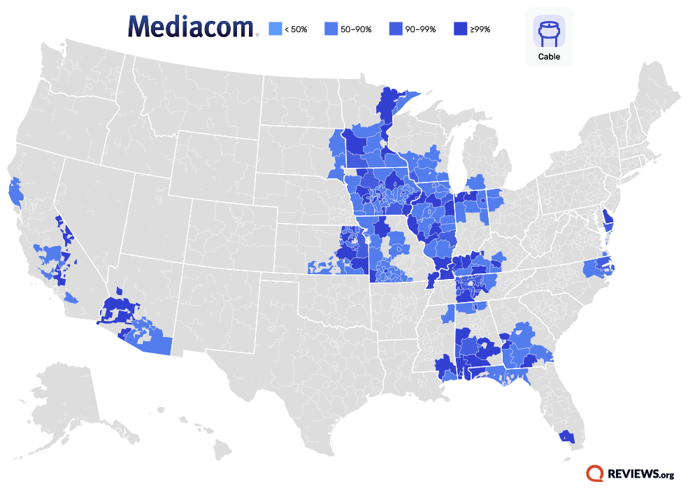 Mediacom Internet Provider Availability Map