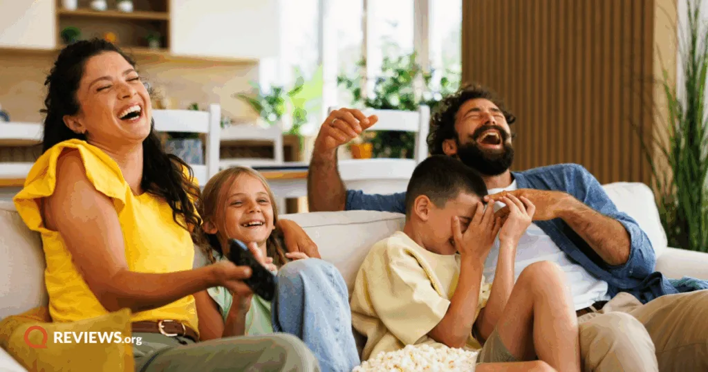 Paramount Plus featured image of family watching tv and laughing