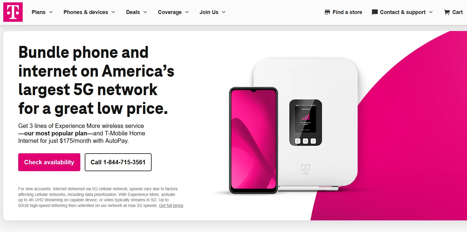 T-Mobile phone and internet bundle deal