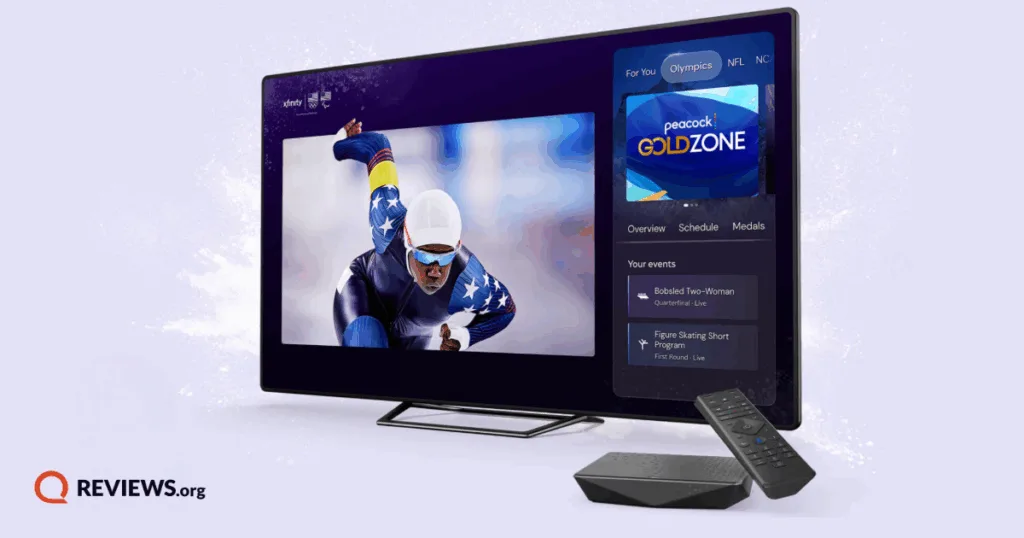 A feature image of a TV and remote with Xfinity TV and the Olympics.