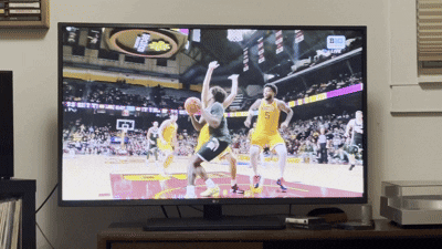 Fubo TV broadcast viewing and recording options as seen on an LG TV.