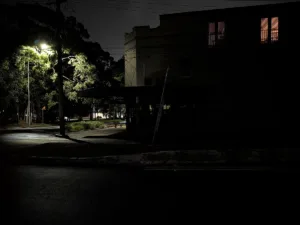 Pixel 10a camera sample photo of barber shop at night in standard mode