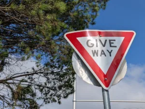 Pixel 10a camera sample photo of a give way sign