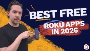 Person holding Roku remote.