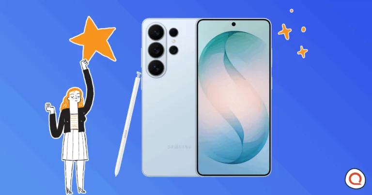 Image containing Samsung Galaxy phone front and back view with stylist. Photo Credit: Samsung