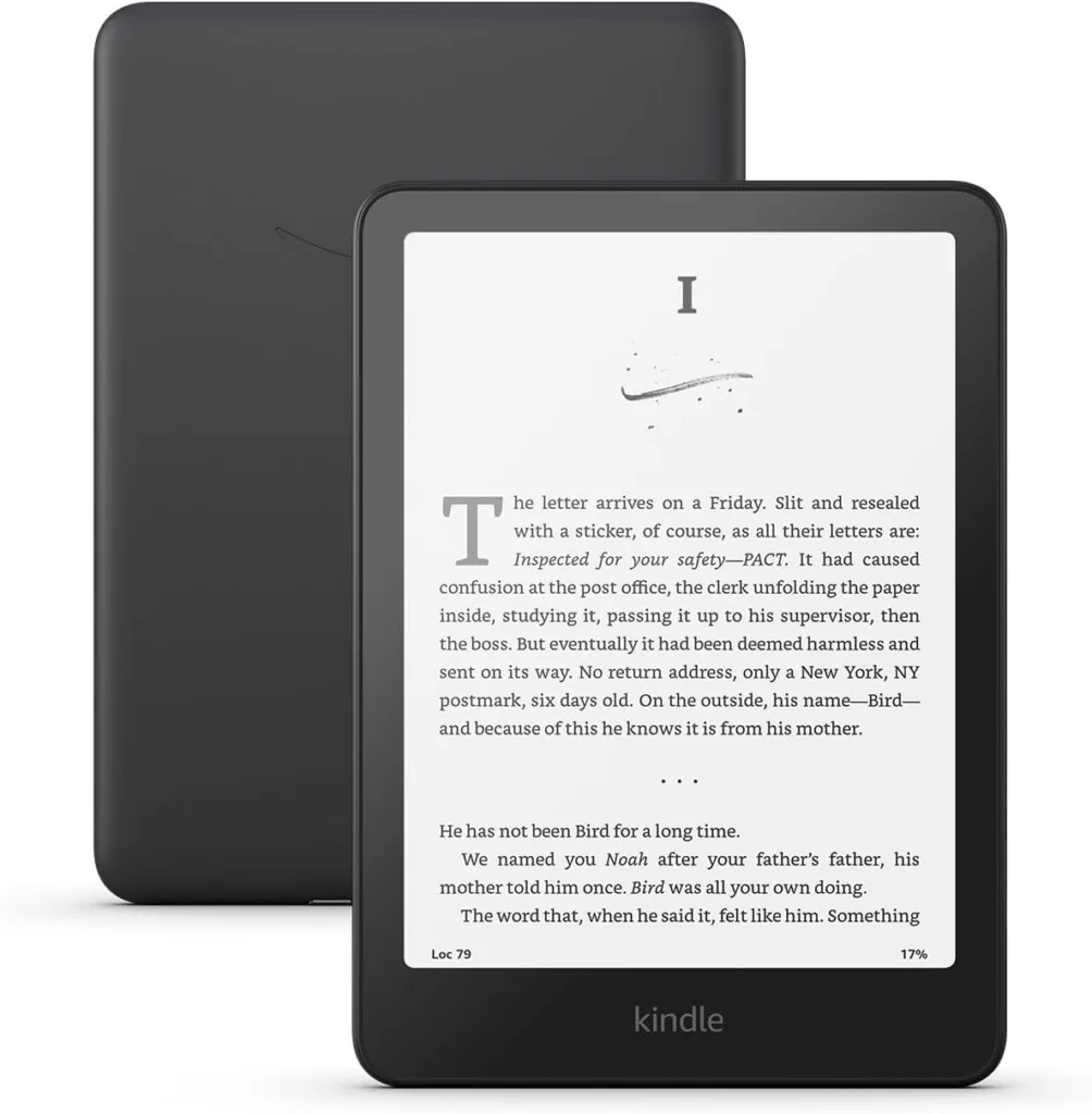 Amazon Kindle Paperwhite 16GB e-reader with warm light on
