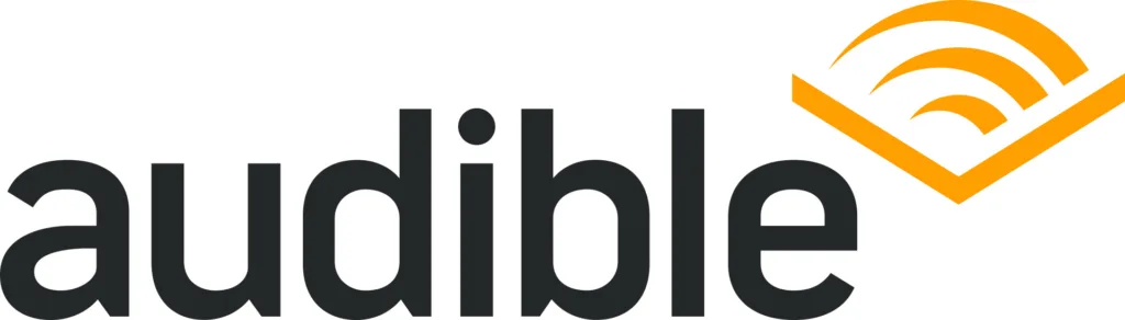 Audible app open on a smartphone showing an audiobook library
