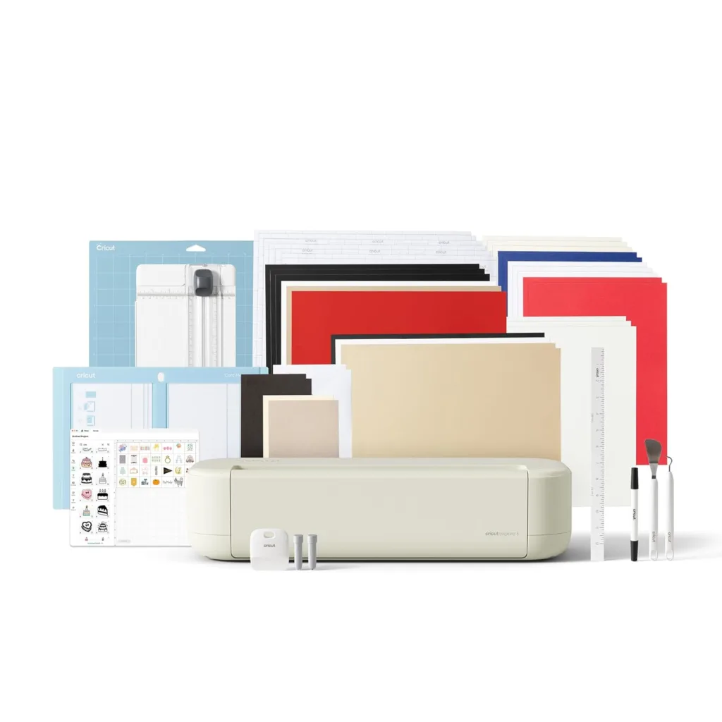 Cricut Explore 5 cutting machine with essential bundle accessories
