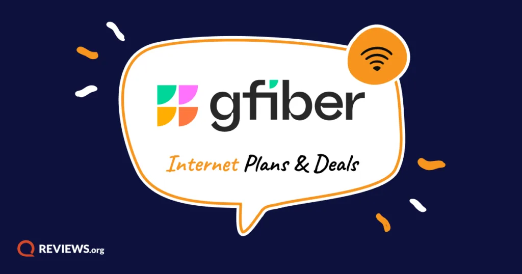 Gfiber logo inside a speech bubble that says Internet Plans & Deals
