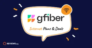 Gfiber logo inside a speech bubble that says Internet Plans & Deals