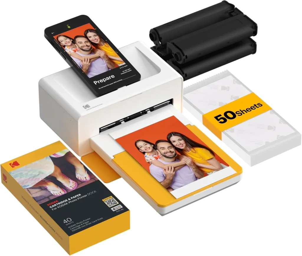 KODAK Dock Plus 4x6 instant photo printer with a printed photo