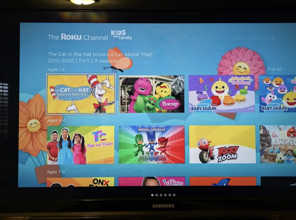 Roku Channel Kids home page