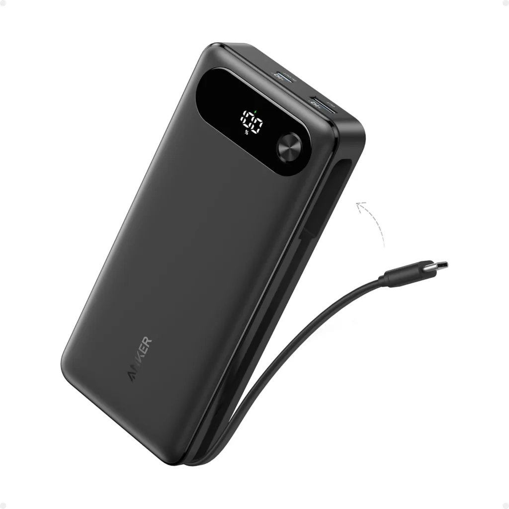Anker power bank with built-in USB-C cable