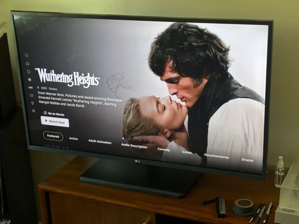 HBO Max menu screen for movies